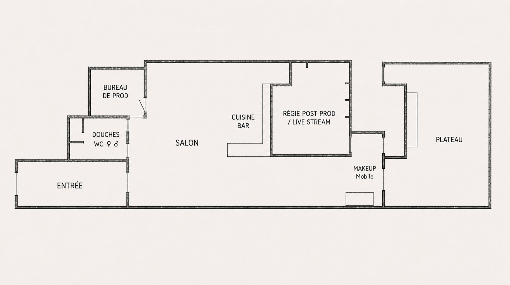 Plan du studio Pikel — salle événementielle 350m² et studio photo 100m² Bagnolet